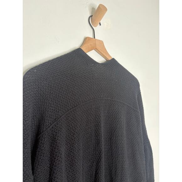 Gap Black Cardigan Sweater Large Chunky Knit V Back Minimalist - Picture 7 of 9
